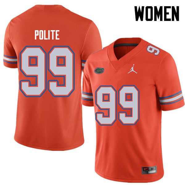 Jordan Brand Women #99 Jachai Polite Florida Gators College Football Jerseys Orange